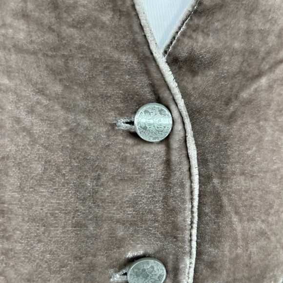 J Jill Velvet Button Front Blouse Top Petite SP Taupe Long Sleeve - Picture 12 of 14